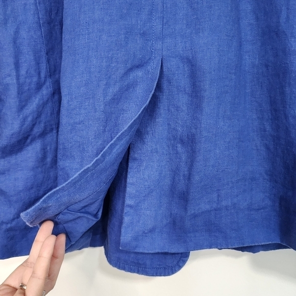 Madewell double breasted Crossover Blazer 100% Linen Blue Oversized Relaxed - Picture 11 of 14